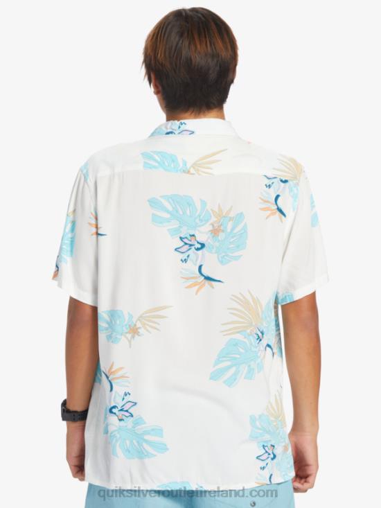 Men Quiksilver The Floral Short Sleeve Shirt N02TD650 snow white floral ss