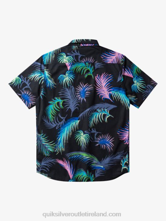 Men Quiksilver Tropical Glitch Short Sleeve Shirt N02TD551 black tropical glitch