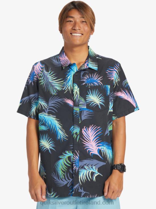 Men Quiksilver Tropical Glitch Short Sleeve Shirt N02TD551 black tropical glitch