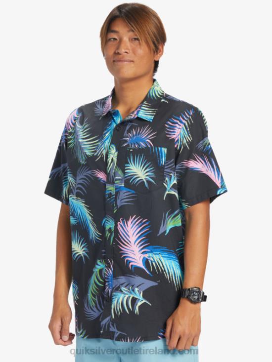 Men Quiksilver Tropical Glitch Short Sleeve Shirt N02TD551 black tropical glitch