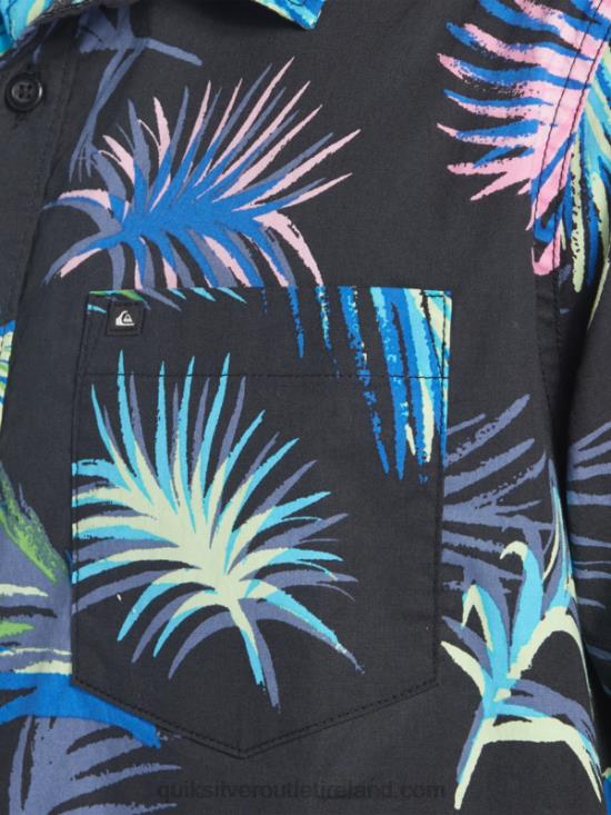 Men Quiksilver Tropical Glitch Short Sleeve Shirt N02TD551 black tropical glitch