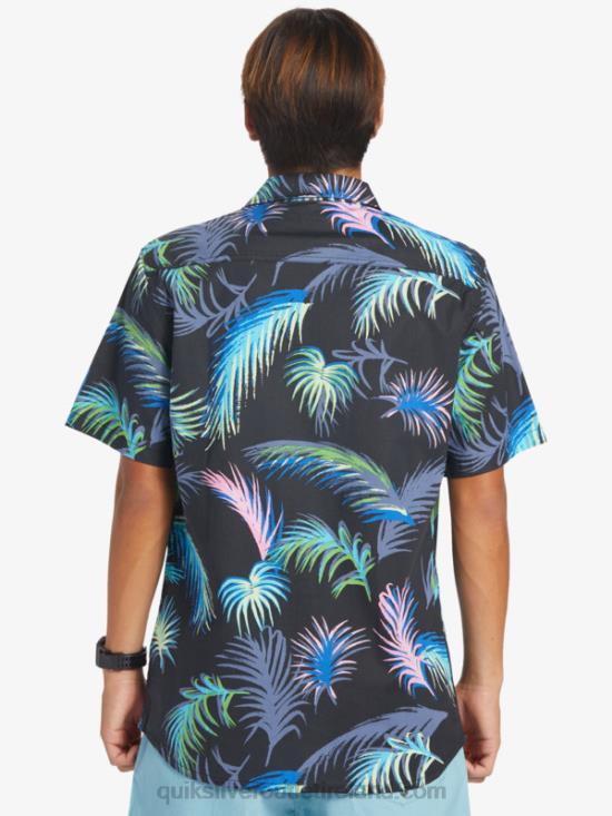 Men Quiksilver Tropical Glitch Short Sleeve Shirt N02TD551 black tropical glitch