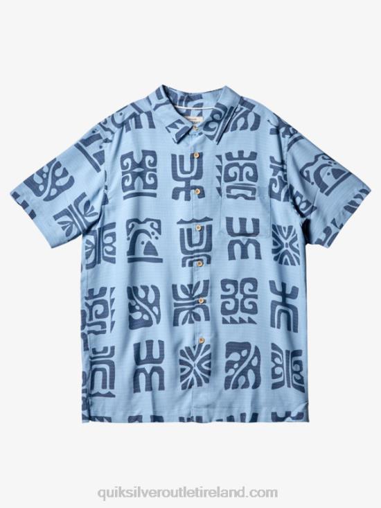 Men Quiksilver Waterman Channel Paddle Short Sleeve Shirt N02TD457 dusk blue channel paddle