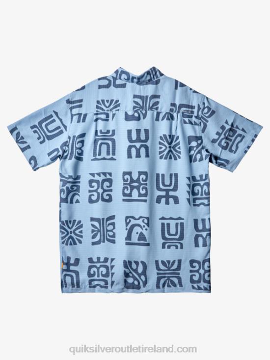 Men Quiksilver Waterman Channel Paddle Short Sleeve Shirt N02TD457 dusk blue channel paddle