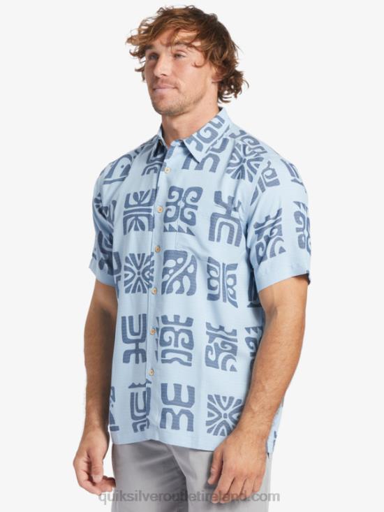 Men Quiksilver Waterman Channel Paddle Short Sleeve Shirt N02TD457 dusk blue channel paddle