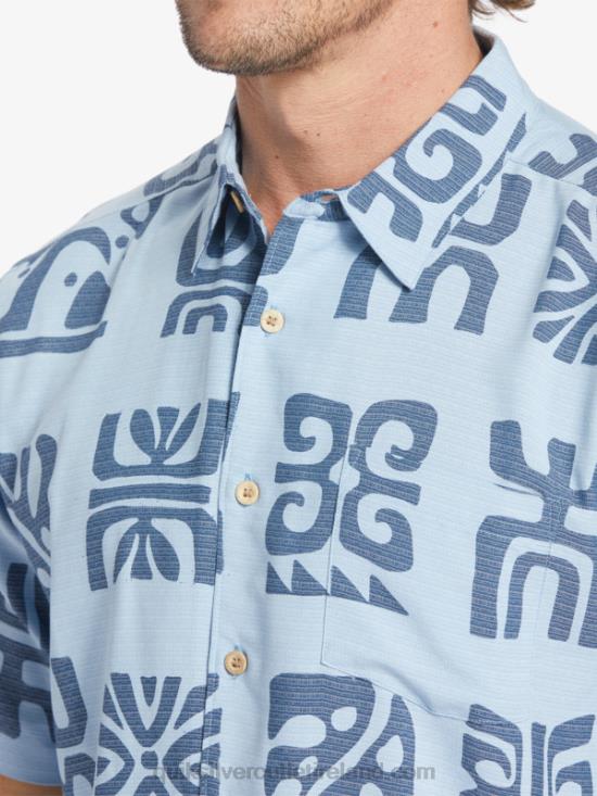 Men Quiksilver Waterman Channel Paddle Short Sleeve Shirt N02TD457 dusk blue channel paddle