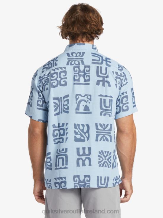 Men Quiksilver Waterman Channel Paddle Short Sleeve Shirt N02TD457 dusk blue channel paddle