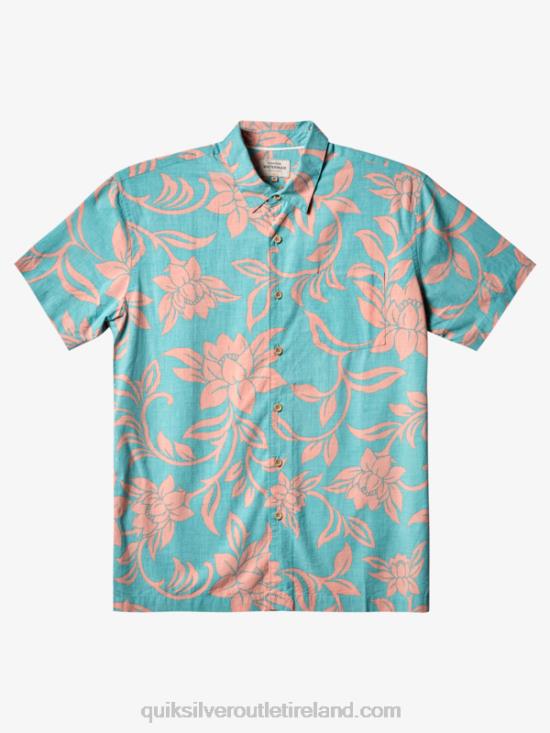Men Quiksilver Waterman Every Weekend Short Sleeve Shirt N02TD288 blue turquoise every weekend w