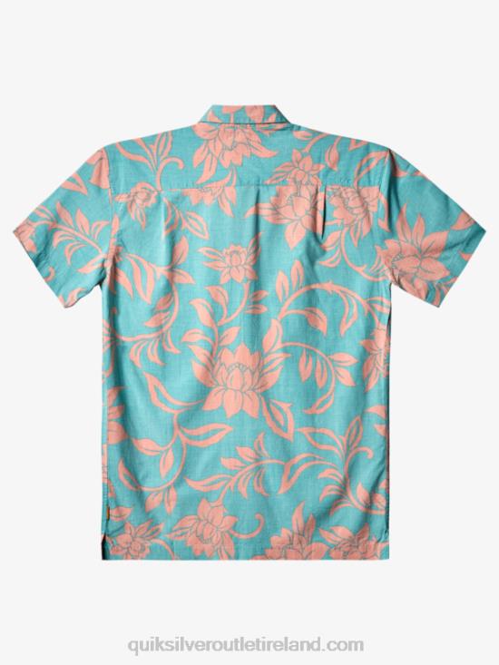Men Quiksilver Waterman Every Weekend Short Sleeve Shirt N02TD288 blue turquoise every weekend w