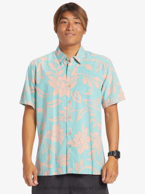 Men Quiksilver Waterman Every Weekend Short Sleeve Shirt N02TD288 blue turquoise every weekend w