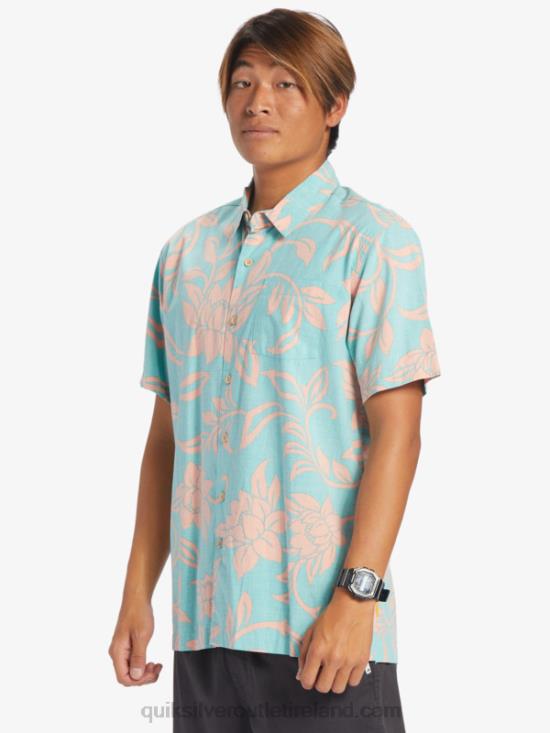 Men Quiksilver Waterman Every Weekend Short Sleeve Shirt N02TD288 blue turquoise every weekend w