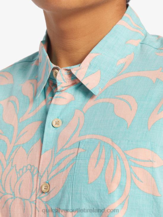 Men Quiksilver Waterman Every Weekend Short Sleeve Shirt N02TD288 blue turquoise every weekend w