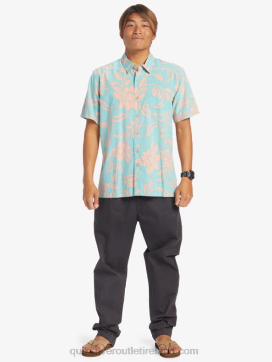 Men Quiksilver Waterman Every Weekend Short Sleeve Shirt N02TD288 blue turquoise every weekend w