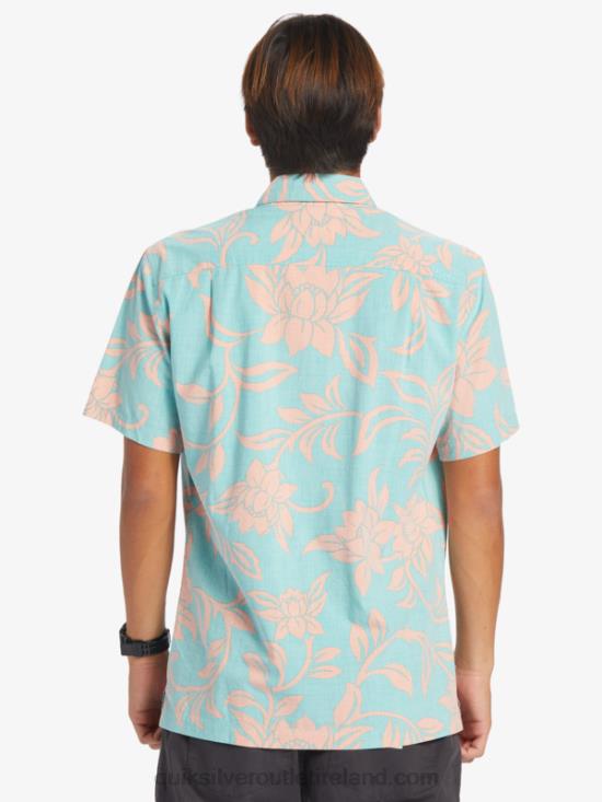 Men Quiksilver Waterman Every Weekend Short Sleeve Shirt N02TD288 blue turquoise every weekend w