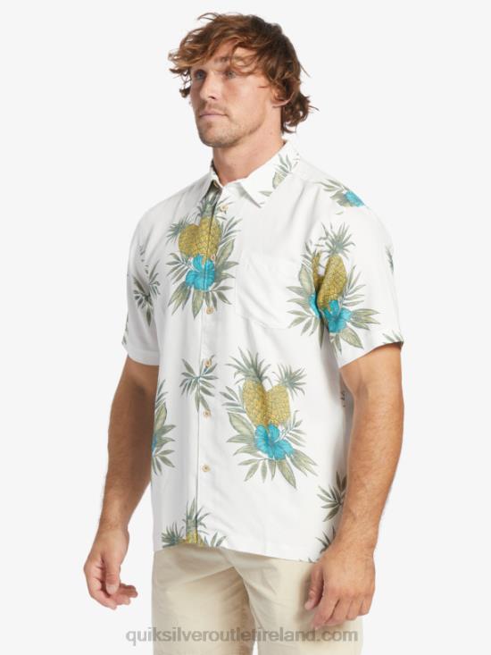 Men Quiksilver Waterman Field Work Short Sleeve Shirt N02TD450 antique white field work