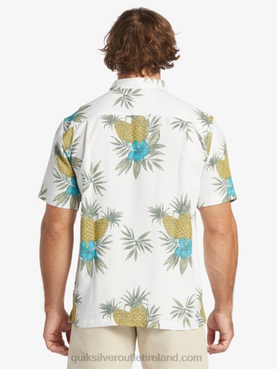 Men Quiksilver Waterman Field Work Short Sleeve Shirt N02TD450 antique white field work