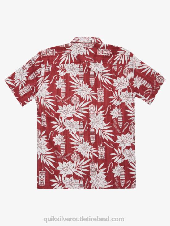 Men Quiksilver Waterman Holiday Time Short Sleeve Shirt N02TD1796 rosewood holiday time