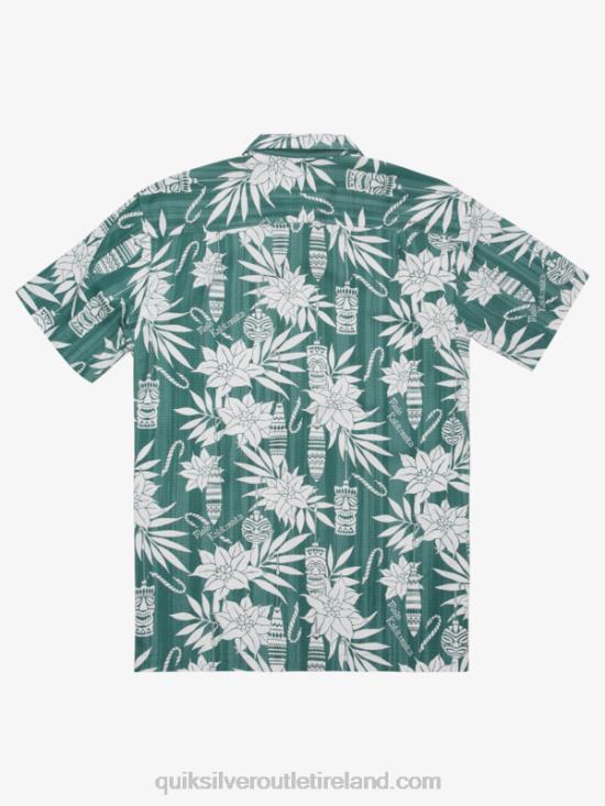 Men Quiksilver Waterman Holiday Time Short Sleeve Shirt N02TD1797 smoke pine holiday time