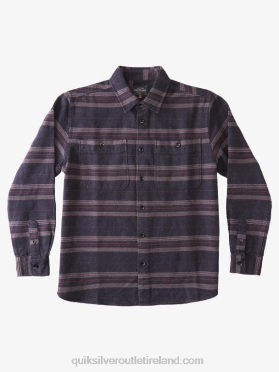 Men Quiksilver Waterman Horizontal Ridge Flannel Long Sleeve Shirt N02TD1121 black horizontal ridge