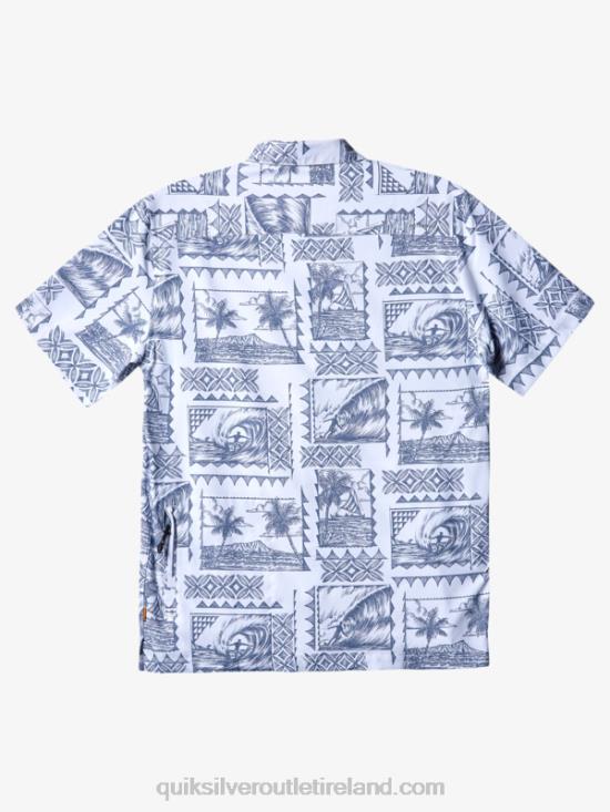 Men Quiksilver Waterman Kailua Cruiser Technical Short Sleeve UPF 50 Surf Shirt N02TD156 gray blue kailua