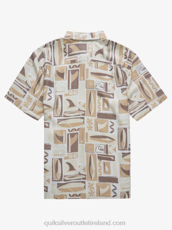 Men Quiksilver Waterman Kapua Short Sleeve Shirt N02TD1889 brown rice kapua