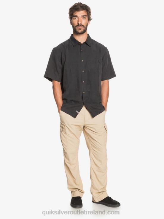 Men Quiksilver Waterman Kelpies Bay Short Sleeve Shirt N02TD1357 black
