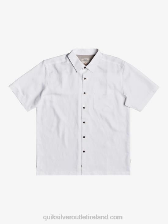 Men Quiksilver Waterman Kelpies Bay Short Sleeve Shirt N02TD1358 white