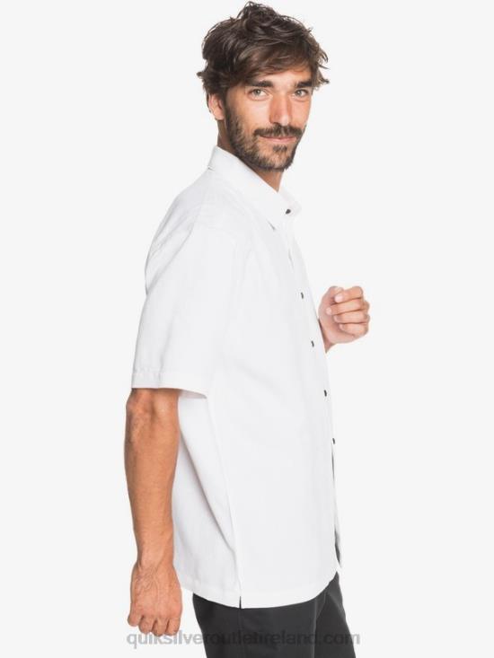 Men Quiksilver Waterman Kelpies Bay Short Sleeve Shirt N02TD1358 white