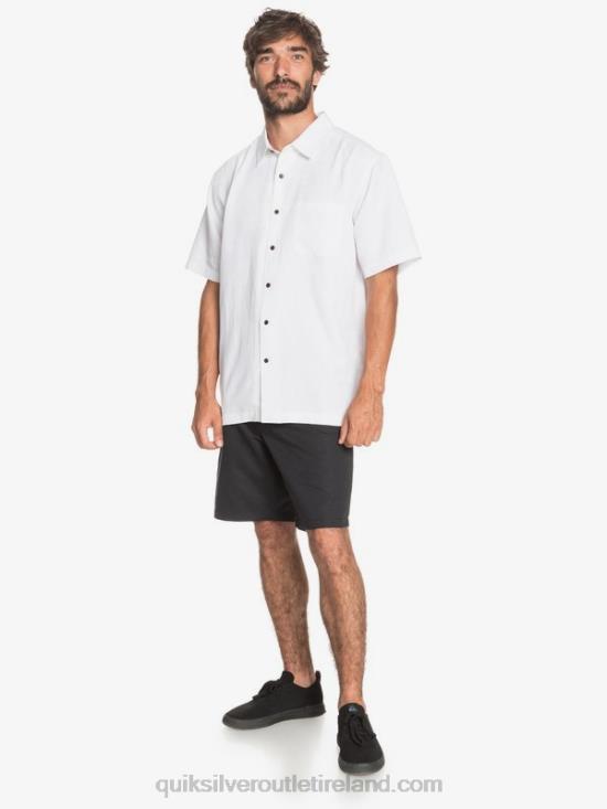 Men Quiksilver Waterman Kelpies Bay Short Sleeve Shirt N02TD1358 white