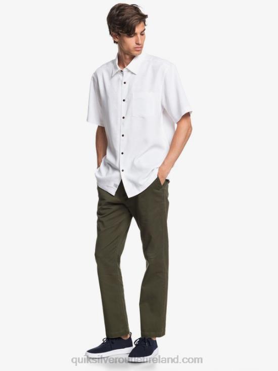 Men Quiksilver Waterman Kelpies Bay Short Sleeve Shirt N02TD1358 white