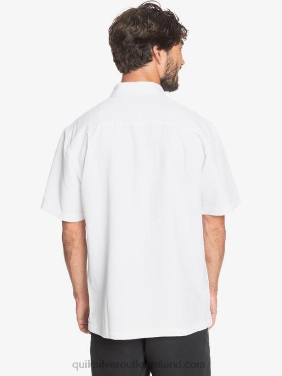 Men Quiksilver Waterman Kelpies Bay Short Sleeve Shirt N02TD1358 white