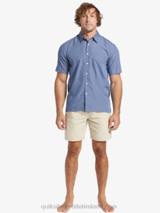 Men Quiksilver Waterman Kings Cliff Short Sleeve Shirt N02TD282 ensign blue kings cliff