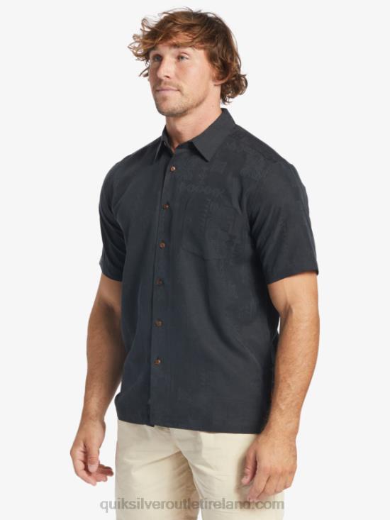 Men Quiksilver Waterman Manele Bay Short Sleeve Shirt N02TD798 black