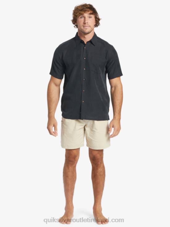 Men Quiksilver Waterman Manele Bay Short Sleeve Shirt N02TD798 black
