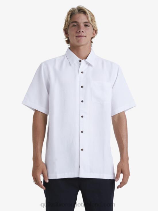 Men Quiksilver Waterman Manele Bay Short Sleeve Shirt N02TD799 white