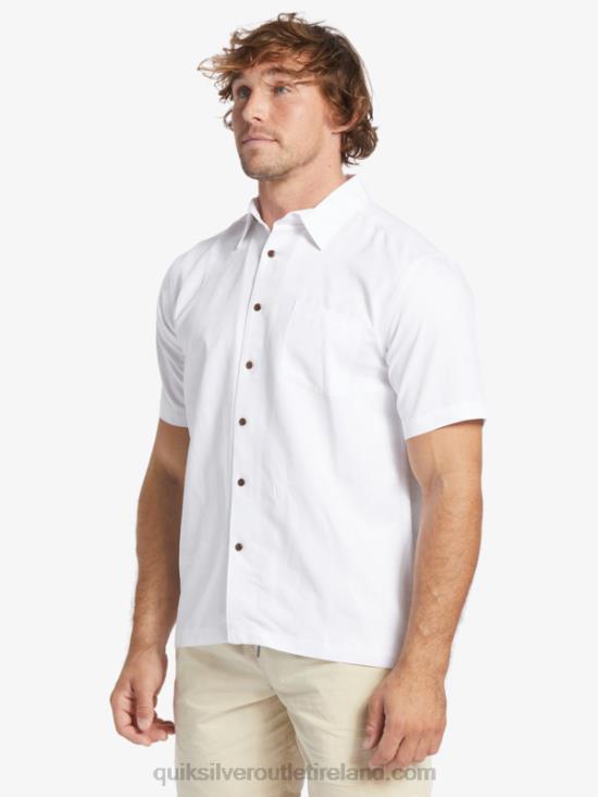 Men Quiksilver Waterman Manele Bay Short Sleeve Shirt N02TD799 white