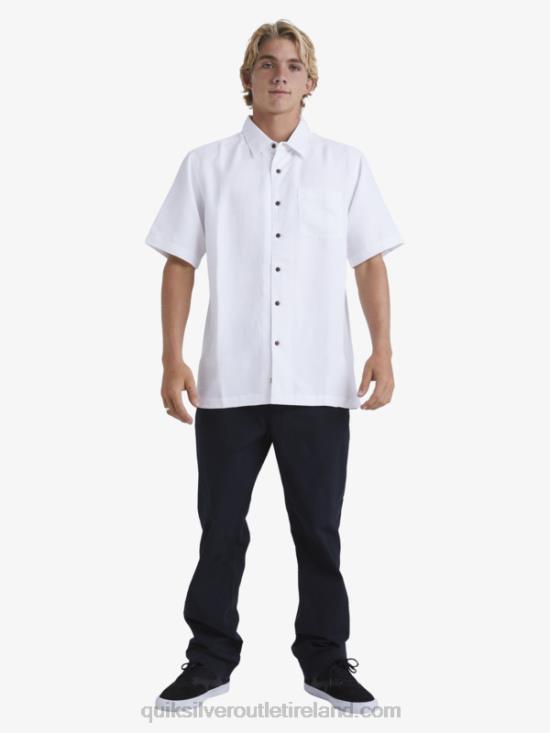 Men Quiksilver Waterman Manele Bay Short Sleeve Shirt N02TD799 white