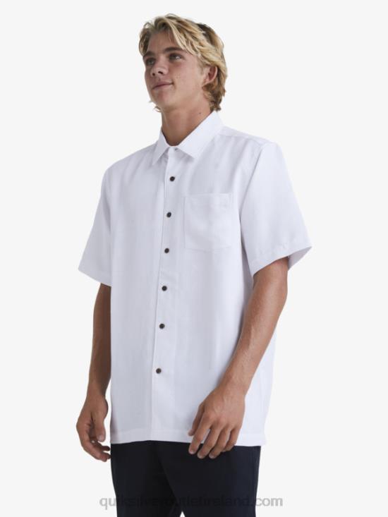 Men Quiksilver Waterman Manele Bay Short Sleeve Shirt N02TD799 white