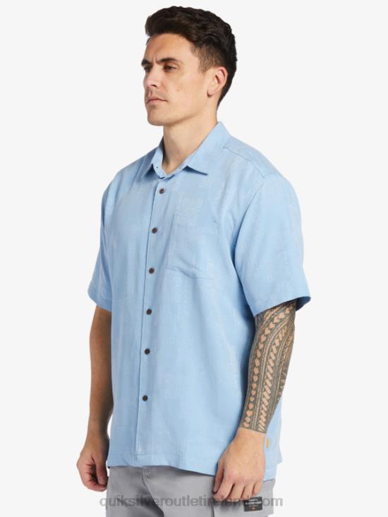 Men Quiksilver Waterman Manele Bay Short Sleeve Shirt N02TD800 dusk blue