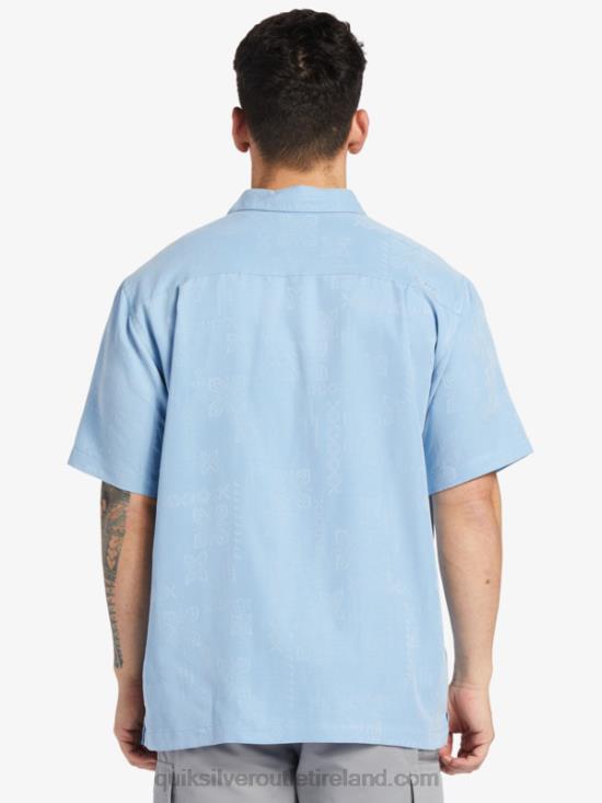 Men Quiksilver Waterman Manele Bay Short Sleeve Shirt N02TD800 dusk blue
