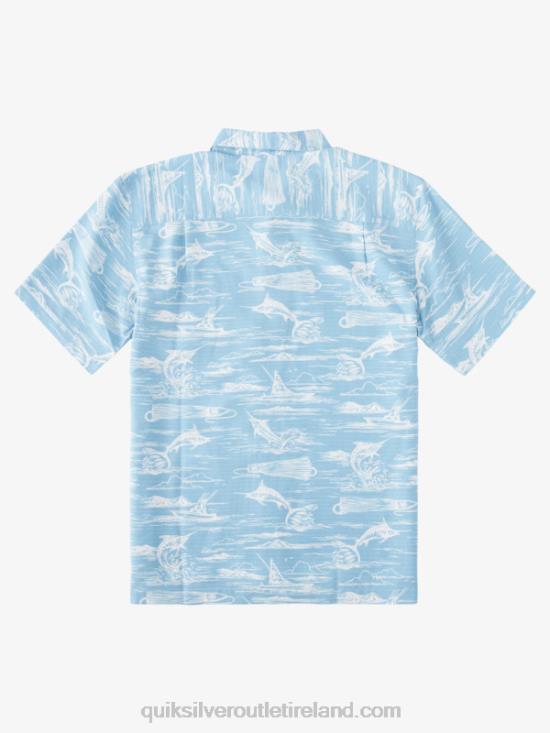 Men Quiksilver Waterman Marlin Jig Hawaiian Shirt N02TD900 dusk blue marlin jig