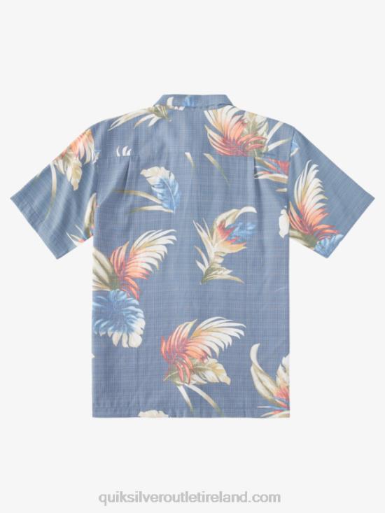 Men Quiksilver Waterman Rainbow Floral Short Sleeve Shirt N02TD824 ensign blue rainbow floral