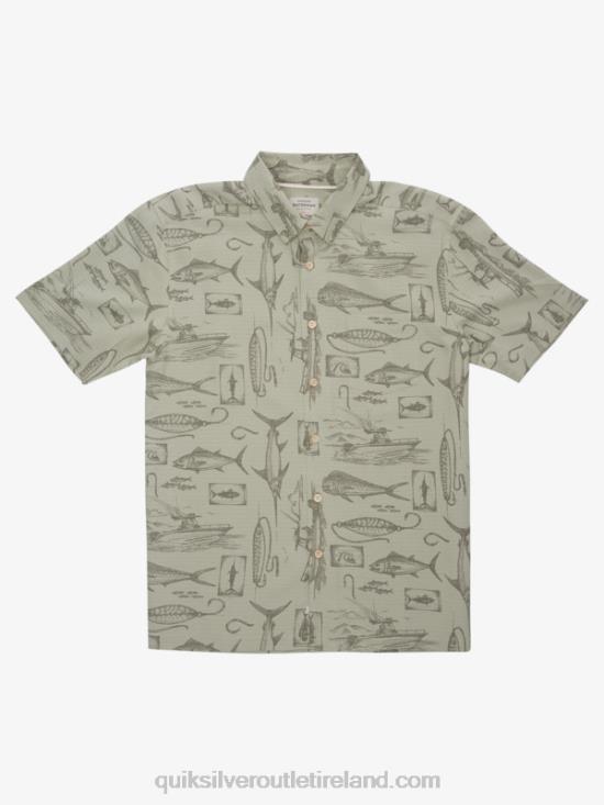 Men Quiksilver Waterman Slack Line Short Sleeve Shirt N02TD1217 tea slack line