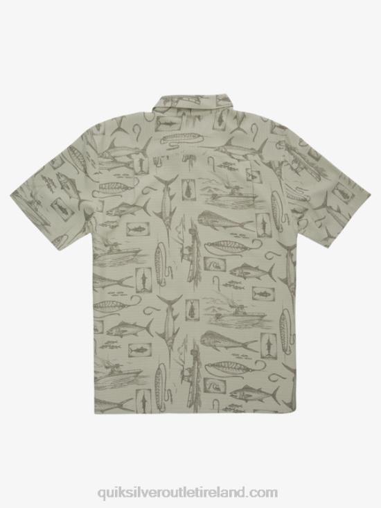 Men Quiksilver Waterman Slack Line Short Sleeve Shirt N02TD1217 tea slack line