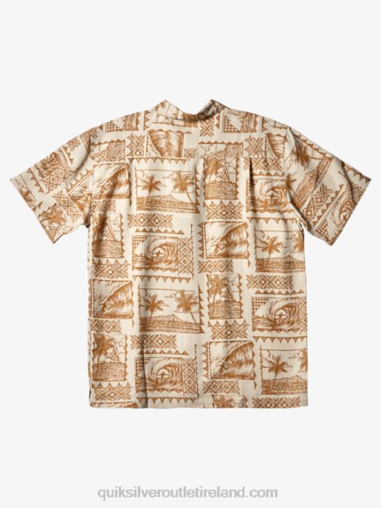Men Quiksilver Waterman Surf Trippers Short Sleeve Shirt N02TD432 brown rice surf trippers