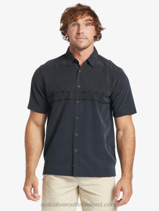 Men Quiksilver Waterman Tahiti Palms Premium Anti-Wrinkle Shirt N02TD868 black