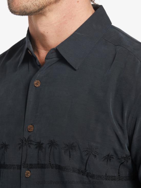 Men Quiksilver Waterman Tahiti Palms Premium Anti-Wrinkle Shirt N02TD868 black