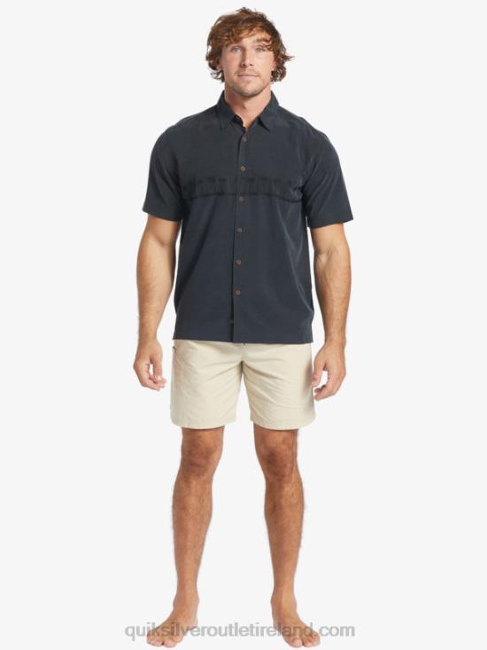 Men Quiksilver Waterman Tahiti Palms Premium Anti-Wrinkle Shirt N02TD868 black