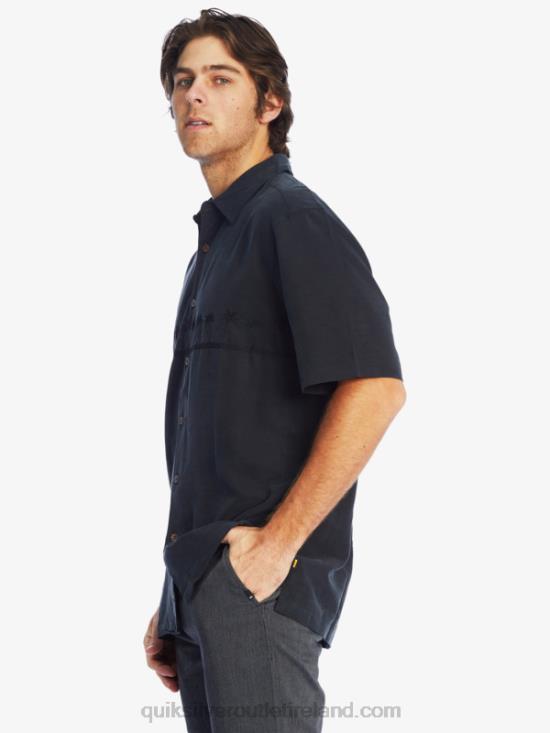 Men Quiksilver Waterman Tahiti Palms Premium Anti-Wrinkle Shirt N02TD868 black