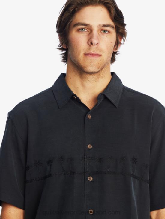 Men Quiksilver Waterman Tahiti Palms Premium Anti-Wrinkle Shirt N02TD868 black